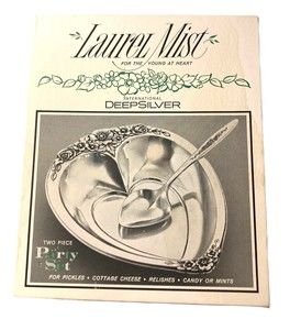 Laurel Mist International Deep Silver Inlaid Serving Spoon Candy Dish vintage
